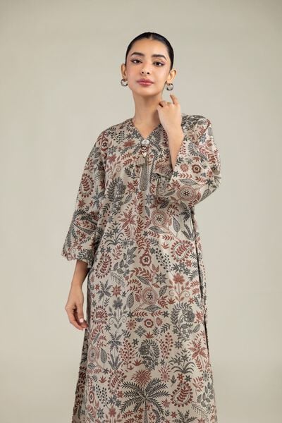 Printed | Textured Weave | Long Floral Kurta | GBP 25.00
