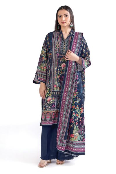 Printed | Slub Lawn | Tailored 3 Piece | GBP 25.00