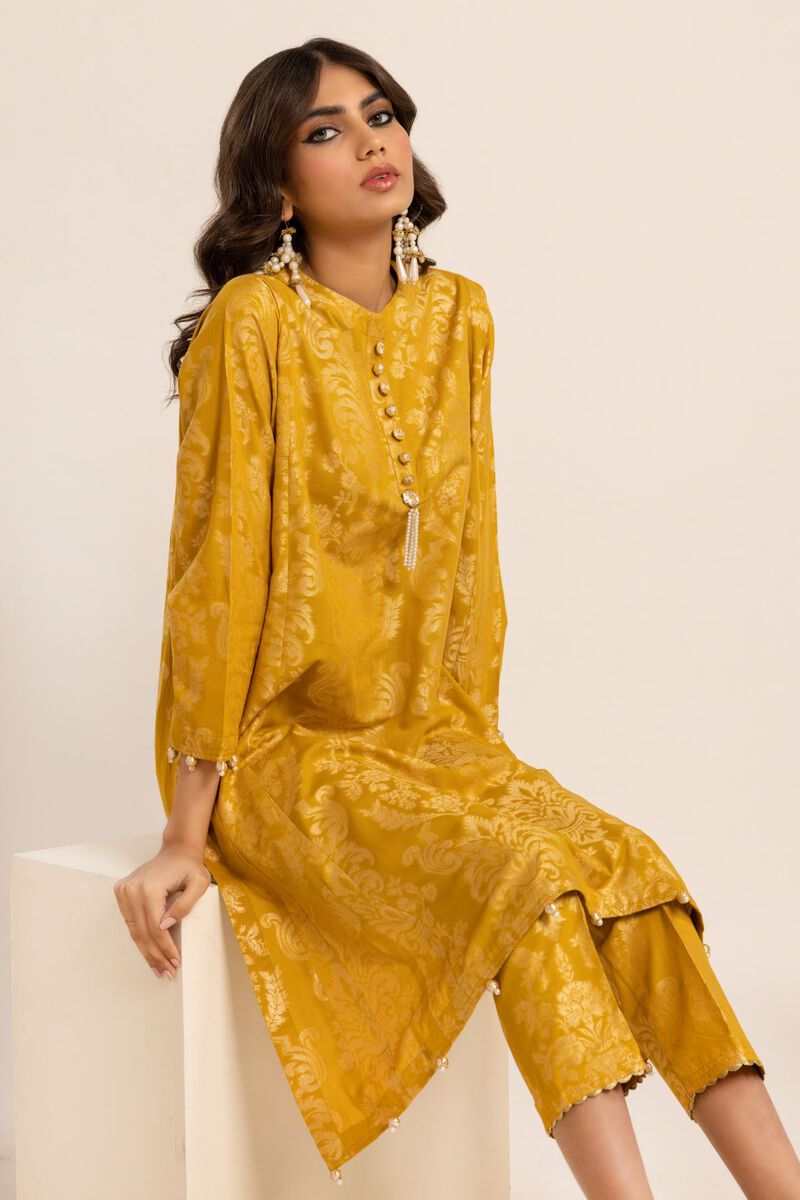 Kurta | Embroidered, YELLOW, hi-res image number null