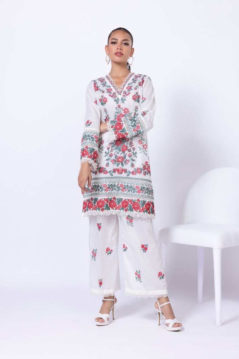 Embroidered | Cambric | Pants | null