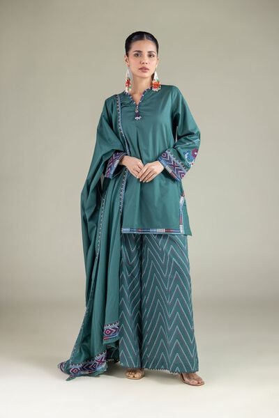 Embroidered | Cambric | Geometric V-Neck Kurta | GBP 12.50