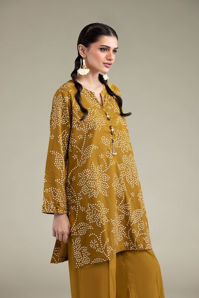 Printed | Cambric | Floral Mustard Kurta | GBP 17.50