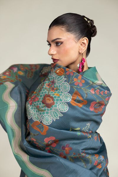 Embroidered | Polyester Silk | Floral Silk Dupatta | GBP 20.00