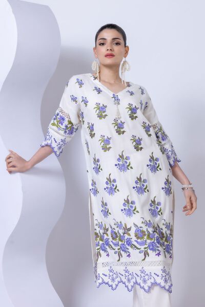 Embroidered | Crosshatch Raw Silk | Kurta | GBP 50.00