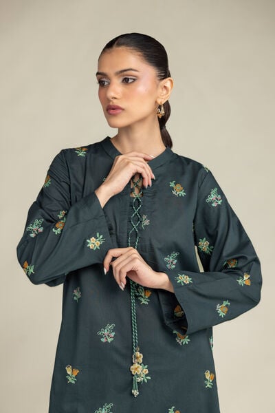 Embroidered | Cambric | Green Cambric Kurta | GBP 40.00