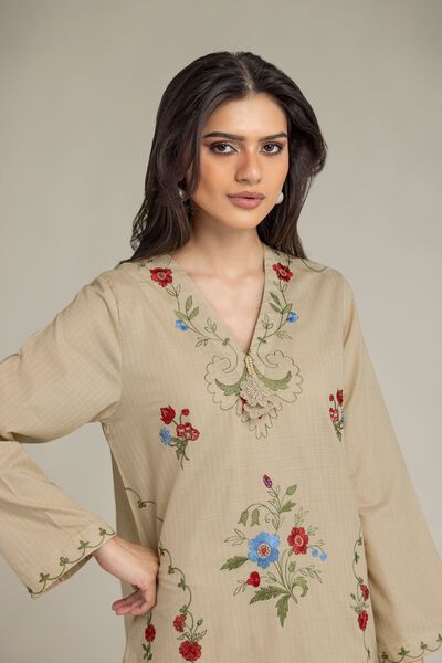 Embroidered | Cotton Dobby | Cotton V-Neck Kurta | GBP 35.00