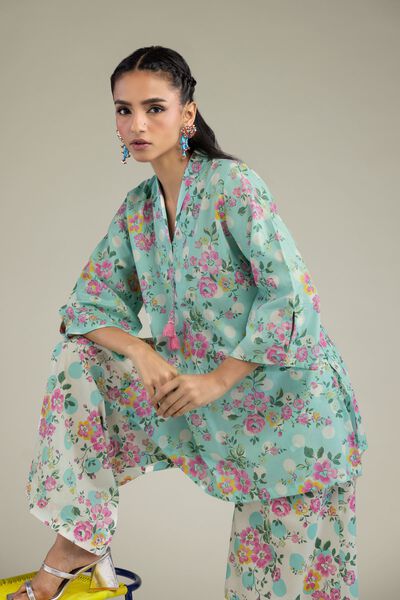 Printed | Cambric | Floral Mint Kurta | GBP 20.00