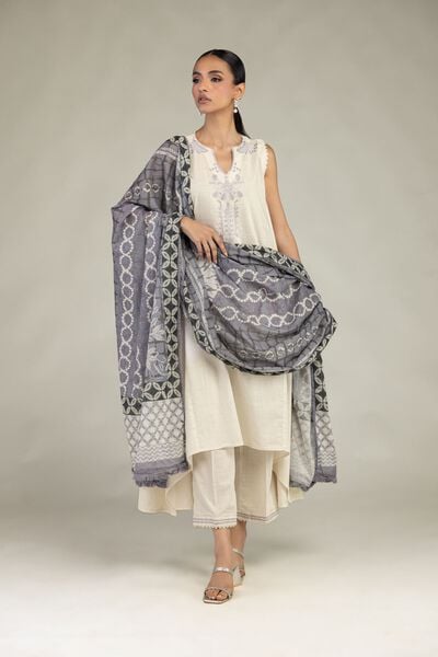 Textured Cotton | Embroidered | Floral Sleeveless Kurta | GBP 35.00