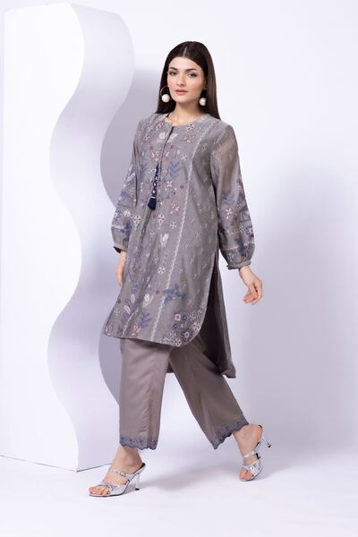 Embroidered | Crosshatch Raw Silk | Pants | GBP 4.80