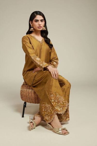 Embroidered | Raw Silk | 2 Piece Co-ord Set | Top and Bottom | GBP 80.00