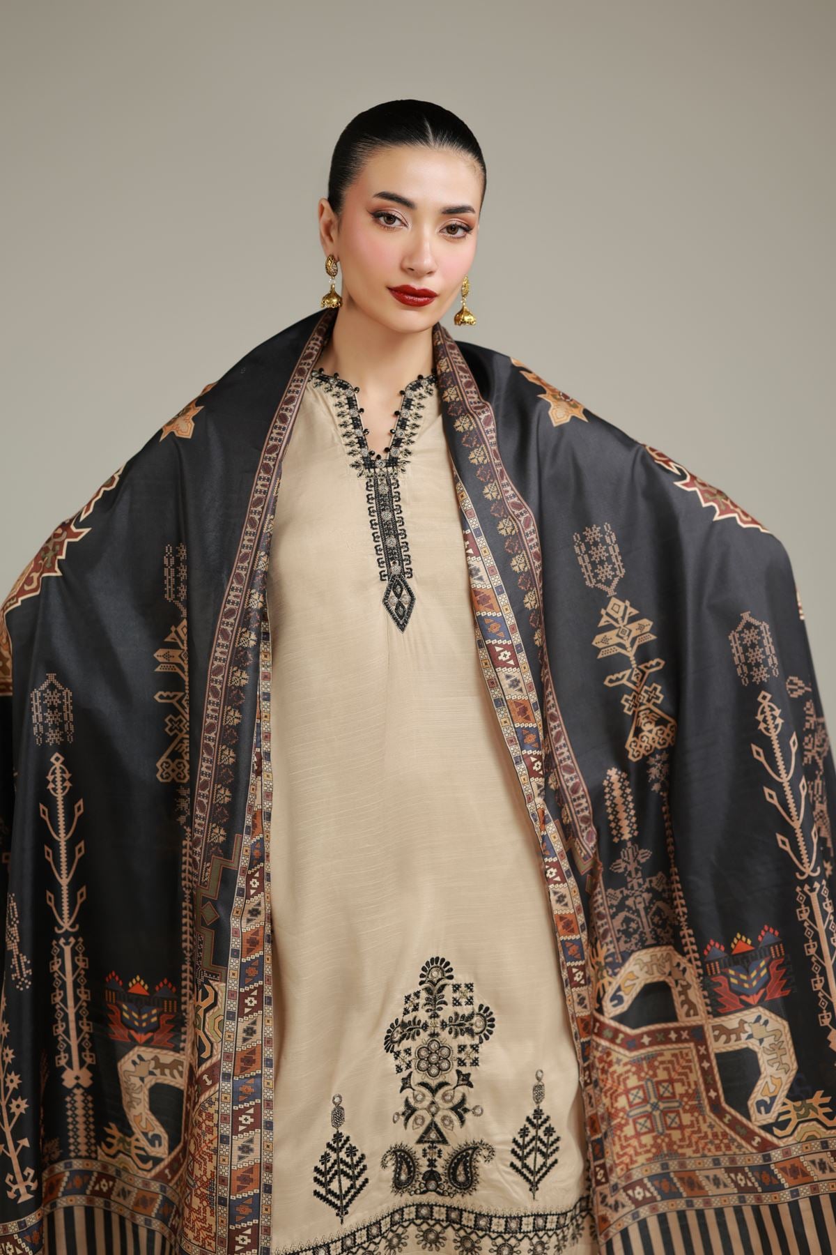Buy Black Printed Dupatta | 0.0 N/A | 2-26-106-C-A-VG_MULTI